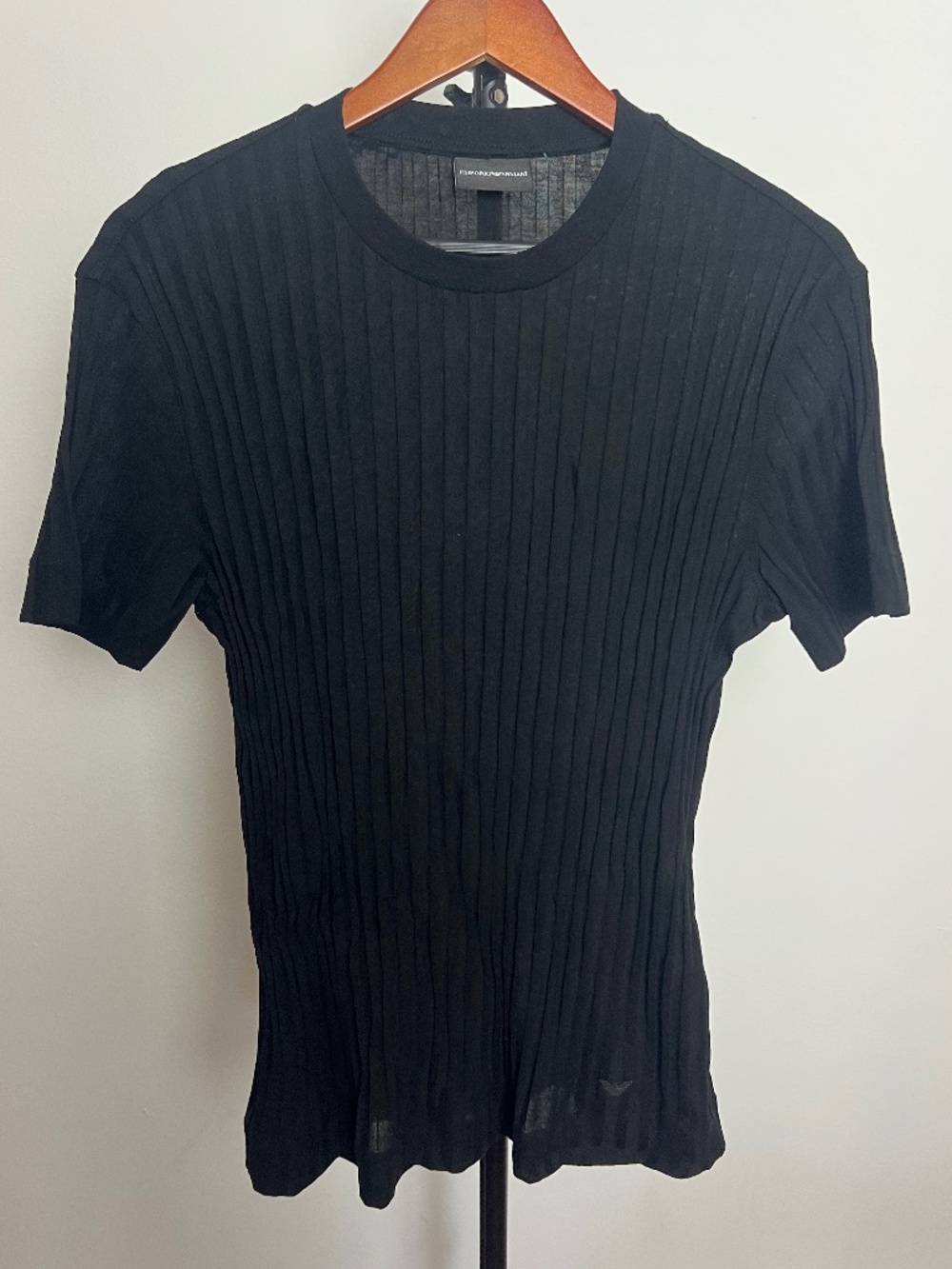 Emporio Armani Black Novelty Sheer Fitted Tee